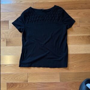 Banana Republic Black Textured Short Sleeve Top